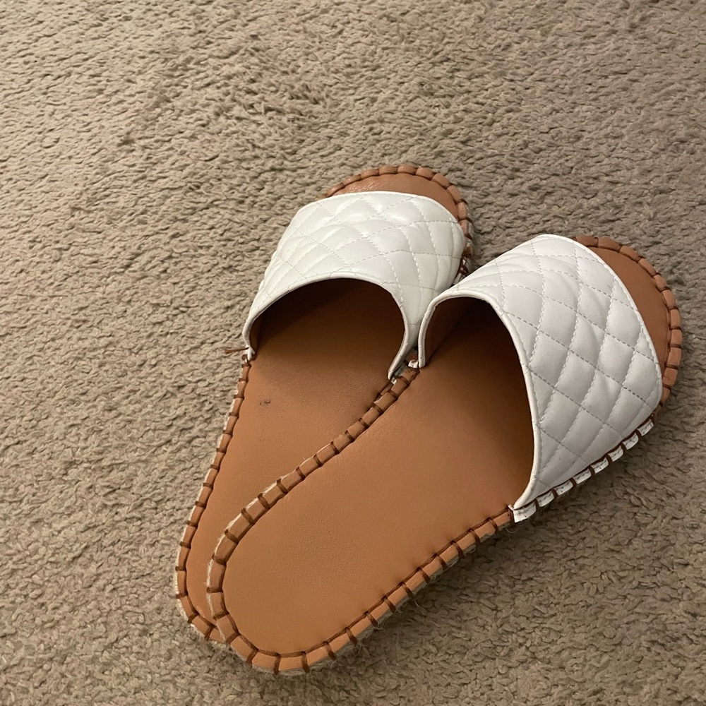 White slide sandals